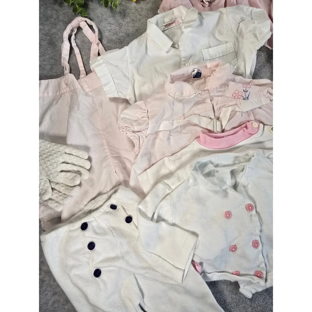 Vintage 60s/70s Baby Clothes Lot 12pc Mixed Infant Outfits Pastel 0-12M Retro - Picture 5 of 16